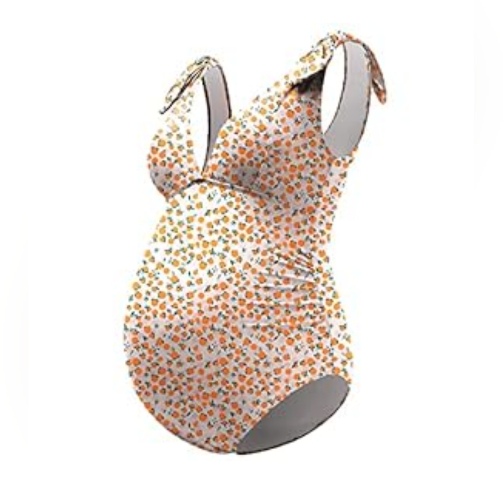 Floral/Oranges One-Piece Swimsuit - Maternity